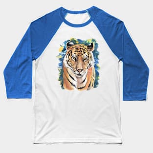 Tiger Watercolor with Background Baseball T-Shirt